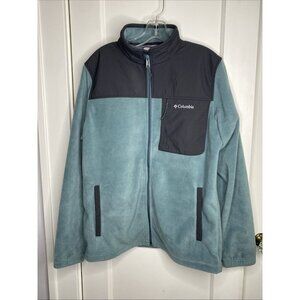 Columbia Men's Granite Steens Mountain Overlay Fleece Jacket Aqua / Gray NWOT